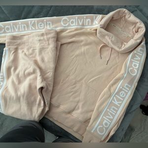 Womens Calvin Klein sweatsuit pink and white size Small